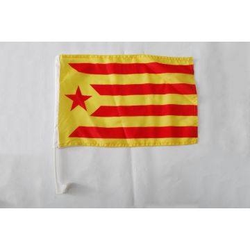 Drapeau de voiture Catalogne Estelada Vermella 45x30cm - Carflag catalan indépendentiste - Cataluña groga 30 x 45 cm