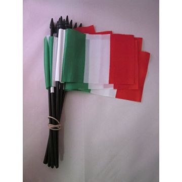 DRAPEAU ITALIE 15x10cm avec HAMPE - LOT DE 10 DRAPEAUX ITALIEN 10 x 15 cm