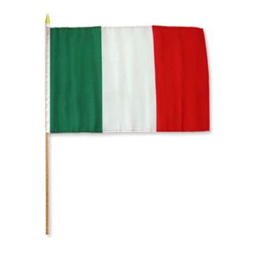 DRAPEAU ITALIE 45x30cm HAMPE en bois - LOT DE 10 DRAPEAUX ITALIEN 30 x 45 cm