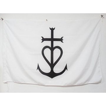 DRAPEAU CROIX DE CAMARGUE 90x60cm - DRAPEAU CAMARGUAIS 60 x 90 cm Fourreau pour hampe