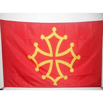DRAPEAU PROVINCE DU LANGUEDOC 90x60cm - DRAPEAU TERRITOIRE OCCITAN - OCCITANIE 60 x 90 cm Fourreau pour hampe
