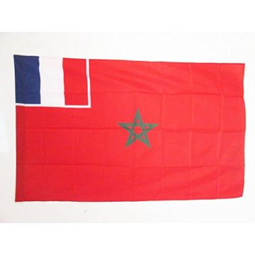 DRAPEAU PROTECTORAT FRANÍ?AIS AU MAROC 1912-1956 90x60cm - DRAPEAU DU MAROC FRANÍ?AIS 60 x 90 cm Fourreau pour hampe