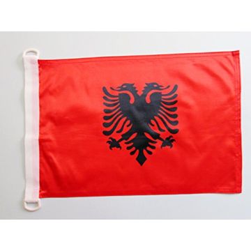 PAVILLON NAUTIQUE ALBANIE 45x30cm - DRAPEAU DE BATEAU ALBANAIS 30 x 45 cm